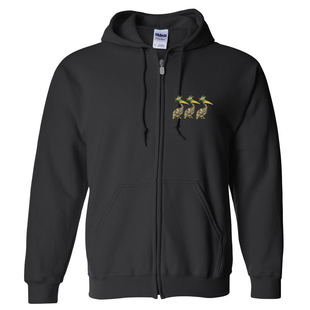 Mardi Pelicans Mardi Gras Beads Louisiana Parade New Orleans Full Zip Hoodie