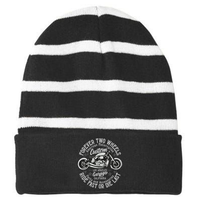 Motorcycle Premium Striped Beanie with Solid Band