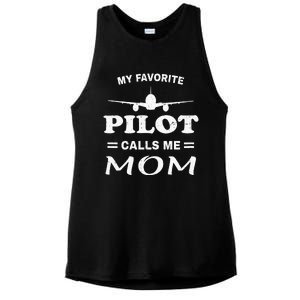 Mom Pilo Mothers Day My Favorite Pilot Calls Me Mom Ladies PosiCharge Tri-Blend Wicking Tank