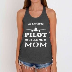 Mom Pilo Mothers Day My Favorite Pilot Calls Me Mom Women's Knotted Racerback Tank