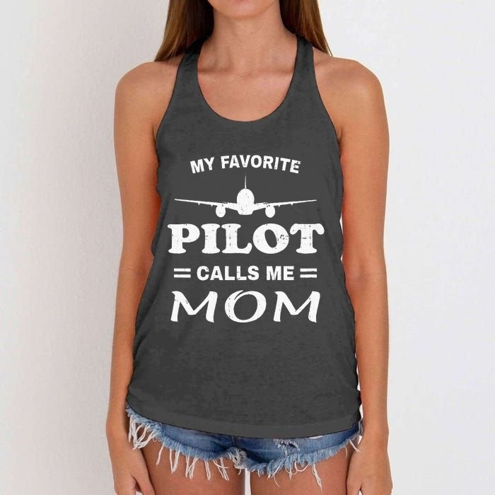 Mom Pilo Mothers Day My Favorite Pilot Calls Me Mom Women's Knotted Racerback Tank