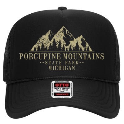 Michigan Porcupine Mountains State Park High Crown Mesh Back Trucker Hat