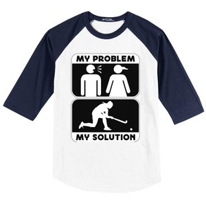 My Problem My Pictogram Mom Loves Hockey Field Hockey Player Gift Baseball Sleeve Shirt