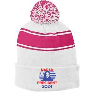 Madam President Stripe Pom Pom Beanie