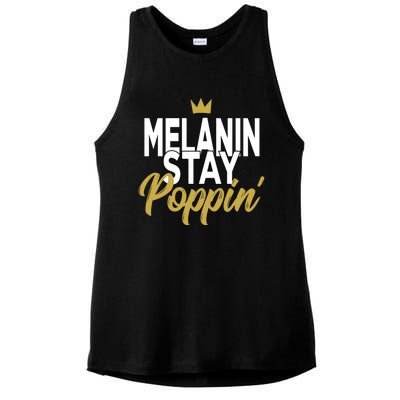 Melanin Poppin' Melanin Rich Drippin Melanin Gift Ladies PosiCharge Tri-Blend Wicking Tank