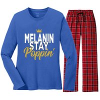 Melanin Poppin' Melanin Rich Drippin Melanin Gift Women's Long Sleeve Flannel Pajama Set 