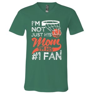 Mother Player Mothers Day Basketball Mom Number One Fan V-Neck T-Shirt