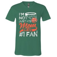 Mother Player Mothers Day Basketball Mom Number One Fan V-Neck T-Shirt