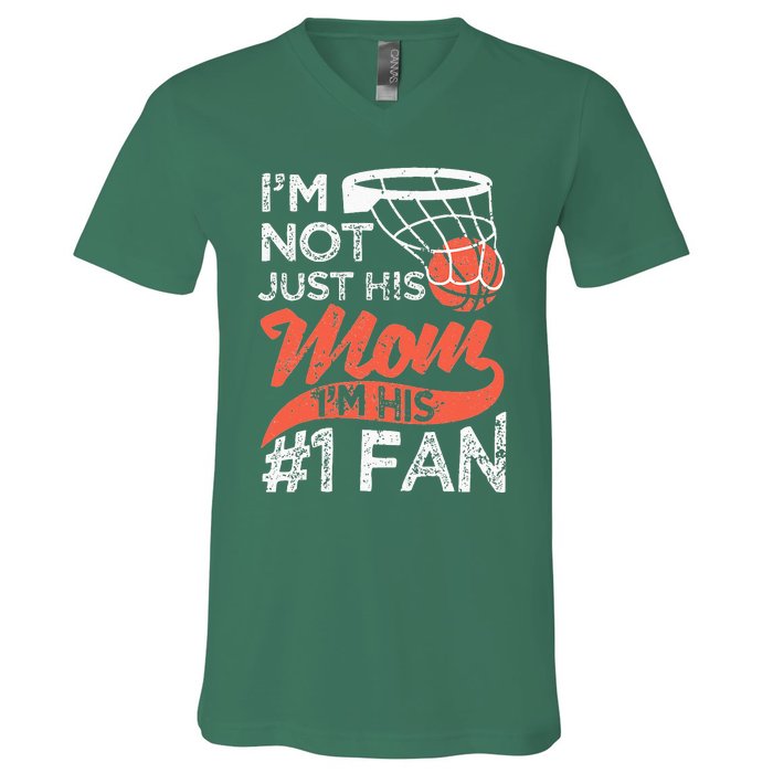 Mother Player Mothers Day Basketball Mom Number One Fan V-Neck T-Shirt