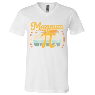 Magnum Pi Math Pi Day Retro math teacher V-Neck T-Shirt