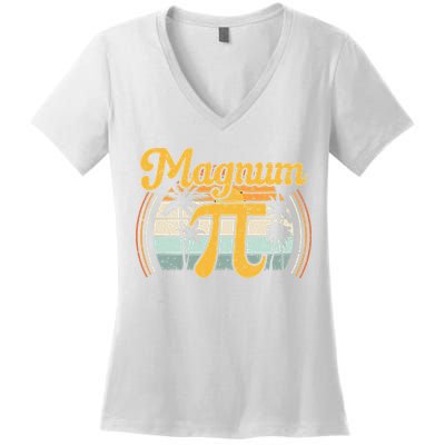 Magnum Pi Math Pi Day Retro math teacher Women's V-Neck T-Shirt