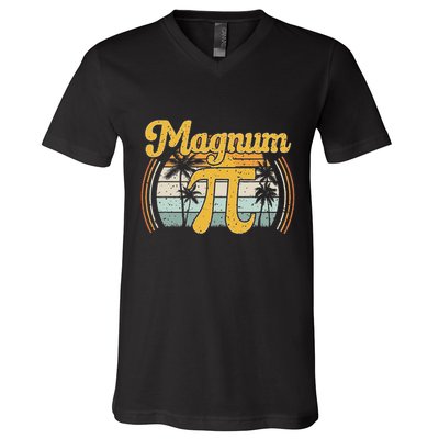 Magnum Pi Math Pi Day Retro V-Neck T-Shirt