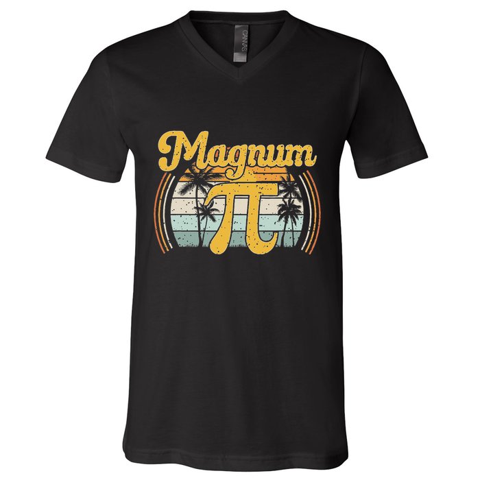 Magnum Pi Math Pi Day Retro V-Neck T-Shirt