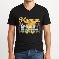 Magnum Pi Math Pi Day Retro V-Neck T-Shirt