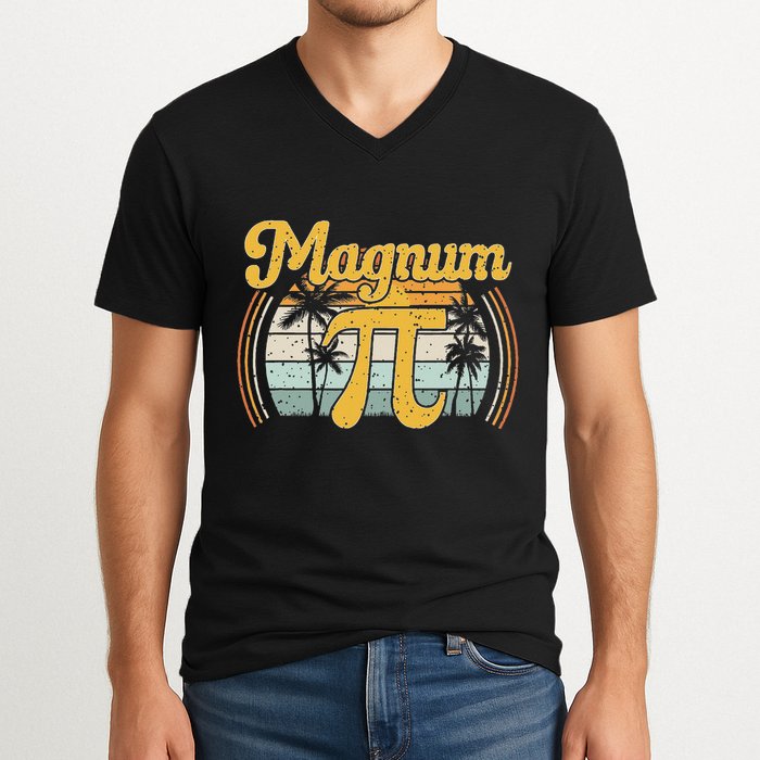Magnum Pi Math Pi Day Retro V-Neck T-Shirt