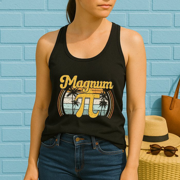 Magnum Pi Math Pi Day Retro Womens Tank Top