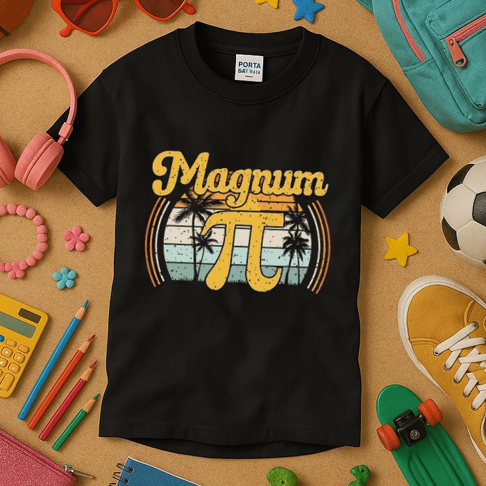 Magnum Pi Math Pi Day Retro Kids T-Shirt