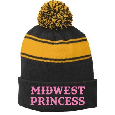 Midwest Princess Stripe Pom Pom Beanie