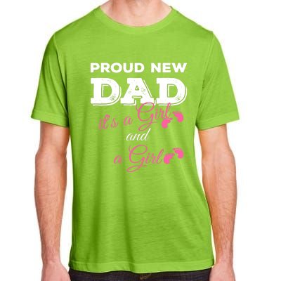 Mens Proud New Dad It's A Girl And Girl Gift Twin Girls Daddy Adult ChromaSoft Performance T-Shirt