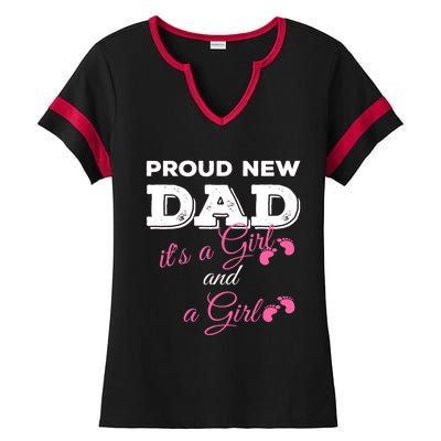 Mens Proud New Dad It's A Girl And Girl Gift Twin Girls Daddy Ladies Halftime Notch Neck Tee