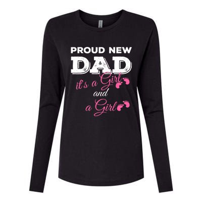 Mens Proud New Dad It's A Girl And Girl Gift Twin Girls Daddy Womens Cotton Relaxed Long Sleeve T-Shirt