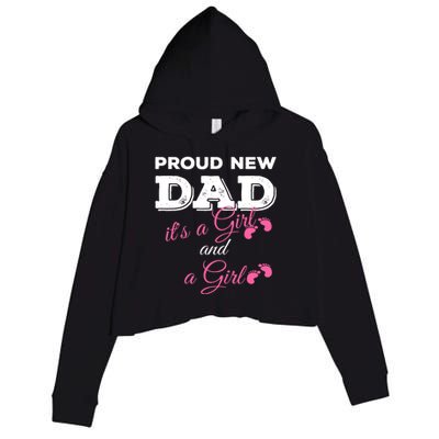 Mens Proud New Dad It's A Girl And Girl Gift Twin Girls Daddy Crop Fleece Hoodie