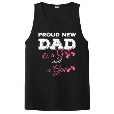 Mens Proud New Dad It's A Girl And Girl Gift Twin Girls Daddy PosiCharge Competitor Tank