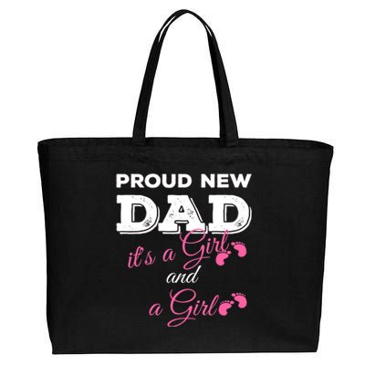 Mens Proud New Dad It's A Girl And Girl Gift Twin Girls Daddy Cotton Canvas Jumbo Tote