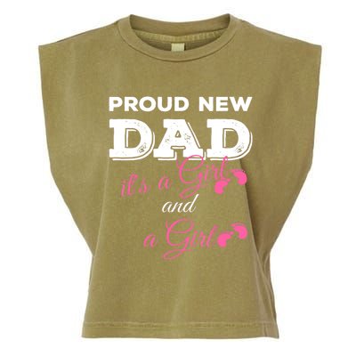 Mens Proud New Dad It's A Girl And Girl Gift Twin Girls Daddy Garment-Dyed Women's Muscle Tee