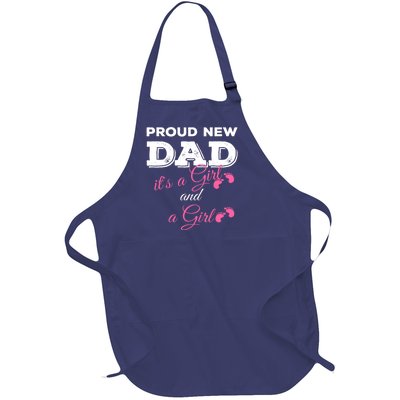 Mens Proud New Dad It's A Girl And Girl Gift Twin Girls Daddy Full-Length Apron With Pockets