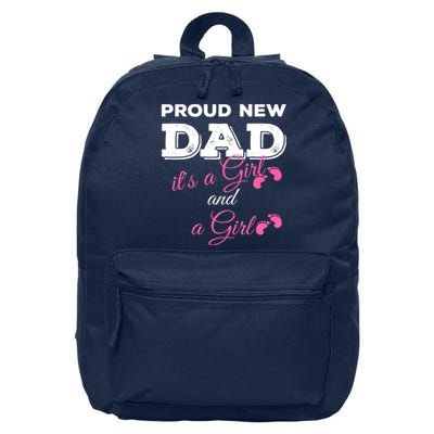 Mens Proud New Dad It's A Girl And Girl Gift Twin Girls Daddy 16 in Basic Backpack