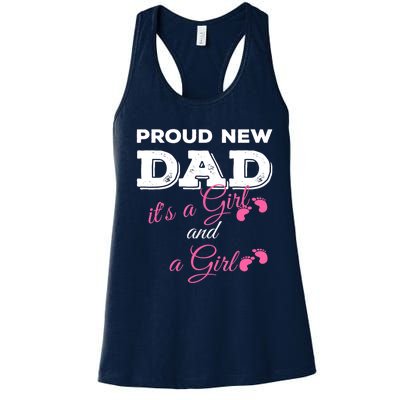 Mens Proud New Dad It's A Girl And Girl Gift Twin Girls Daddy Women's Racerback Tank