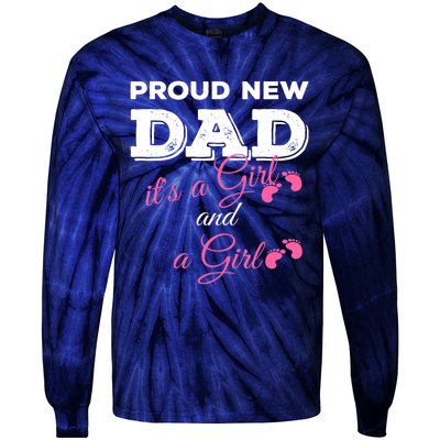 Mens Proud New Dad It's A Girl And Girl Gift Twin Girls Daddy Tie-Dye Long Sleeve Shirt