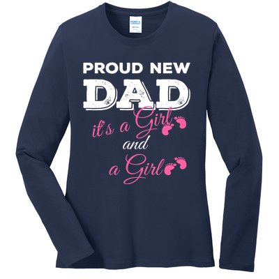 Mens Proud New Dad It's A Girl And Girl Gift Twin Girls Daddy Ladies Long Sleeve Shirt