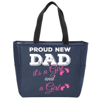 Mens Proud New Dad It's A Girl And Girl Gift Twin Girls Daddy Zip Tote Bag