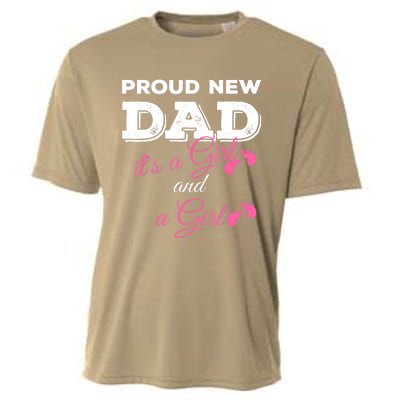 Mens Proud New Dad It's A Girl And Girl Gift Twin Girls Daddy Cooling Performance Crew T-Shirt