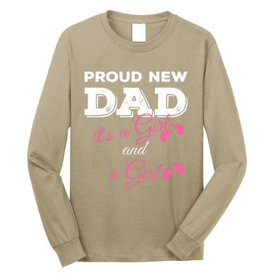 Mens Proud New Dad It's A Girl And Girl Gift Twin Girls Daddy Long Sleeve Shirt