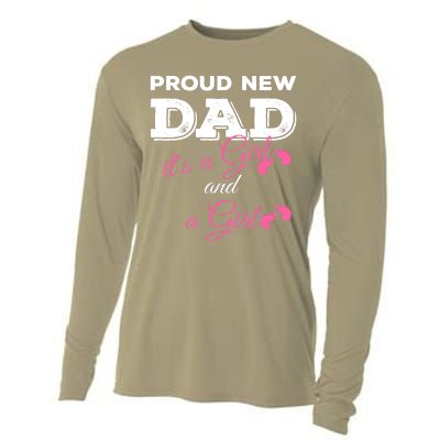 Mens Proud New Dad It's A Girl And Girl Gift Twin Girls Daddy Cooling Performance Long Sleeve Crew