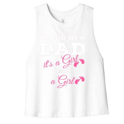 Mens Proud New Dad It's A Girl And Girl Gift Twin Girls Daddy Women's Racerback Cropped Tank