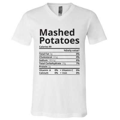 Mashed Potatoes Nutrition Facts Thanksgiving Christmas V-Neck T-Shirt