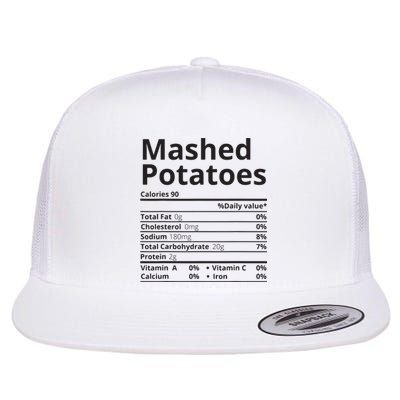 Mashed Potatoes Nutrition Facts Thanksgiving Christmas Flat Bill Trucker Hat