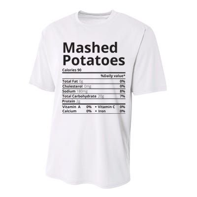 Mashed Potatoes Nutrition Facts Thanksgiving Christmas Performance Sprint T-Shirt