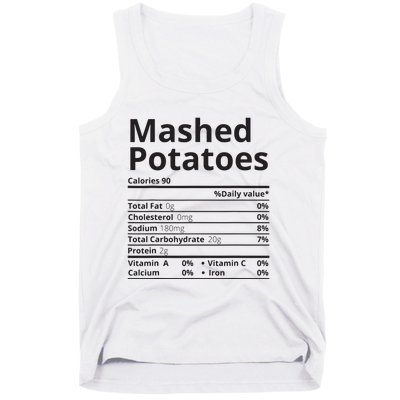 Mashed Potatoes Nutrition Facts Thanksgiving Christmas Tank Top