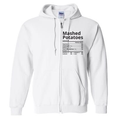 Mashed Potatoes Nutrition Facts Thanksgiving Christmas Full Zip Hoodie