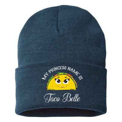 My Princess Name Is Taco Belle Funny Pun Cinco De Mayo Sustainable Knit Beanie