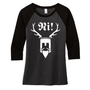 Monty Python Ni! Logo Women's Tri-Blend 3/4-Sleeve Raglan Shirt