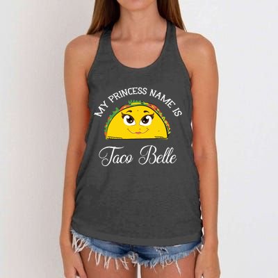 My Princess Name Is Taco Belle Funny Pun Cinco De Mayo Women's Knotted Racerback Tank