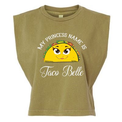 My Princess Name Is Taco Belle Funny Pun Cinco De Mayo Garment-Dyed Women's Muscle Tee