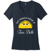 My Princess Name Is Taco Belle Funny Pun Cinco De Mayo Women's V-Neck T-Shirt