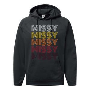 Missy Personalized Name Retro Missy 70s Performance Fleece Hoodie